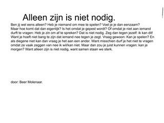 Beer Molenaar - Inleveren thema eenzaamheid